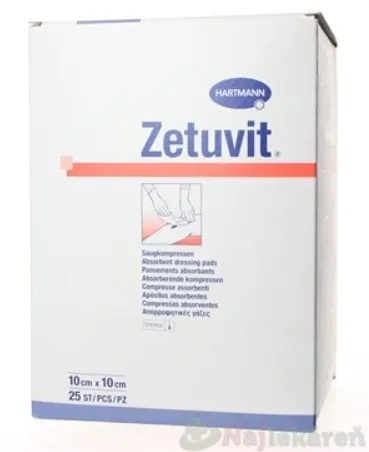 ZETUVIT kompres nasiakavý sterilný 10x10cm 25ks