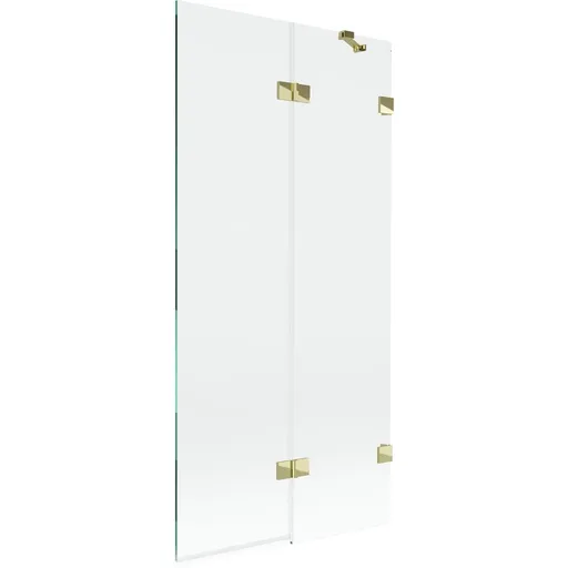 MEXEN/S - Lunar vaňová zástena 2-krídlová pravá 90 x 150, transparent, zlatá 897-090-100-50-00-P