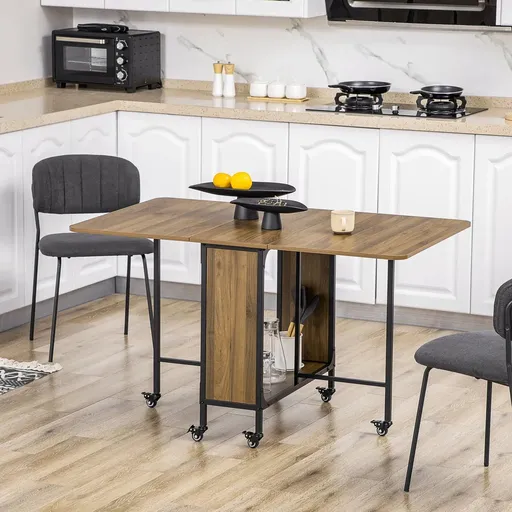 HOMCOM Mobilní skládací jídelní stůl, hnědý