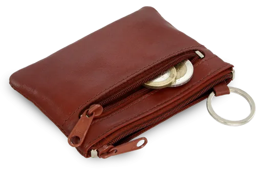 Hnedá kožená dvojzipsová kľúčenka 619-0370-41