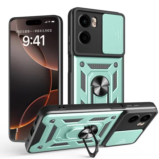 RING CAMERA Kryt s držiakom pre Motorola Moto G05 / Moto E15 zelený