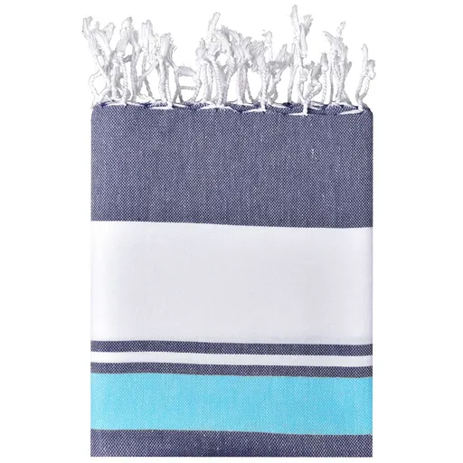 James & Nicholson (Daiber) Plážová deka JN1903 - Tmavomodrá / tyrkysová / biela