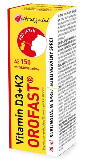 Orofast Vitamín D3 + K2 sublinguálny sprej 30 ml
