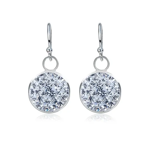 Náušnice zo striebra 925 - kruhy na háčikoch s čírymi zirkónmi, 9 mm