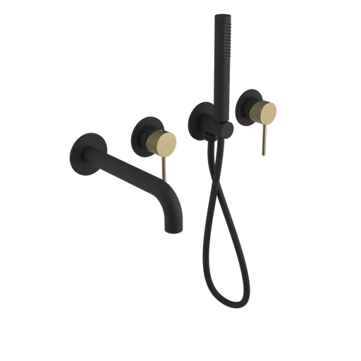 SAPHO - ULTRASAN podomietková vaňová batéria kompletná, čierná mat/zlato mat UT093VBG