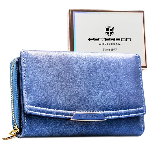 Dámska modrá peňaženka z ekokože s RFID ochranou - Peterson