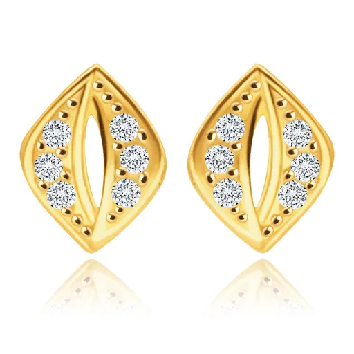 Náušnice v žltom zlate 585 - zrniečko s okrúhlymi čírymi zirkónikmi