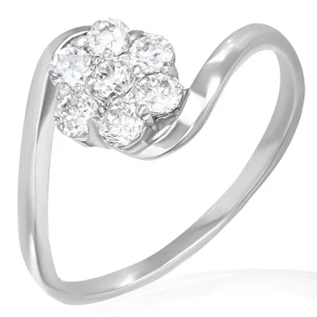 Snubný prsteň - dúhový kvietok zo zirkónov - Veľkosť: 50 mm