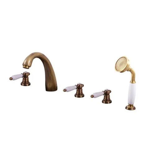 Vaňová batéria RAV Slezák MORAVA so sprchovacím setom stará mosadz MK576.0PSM