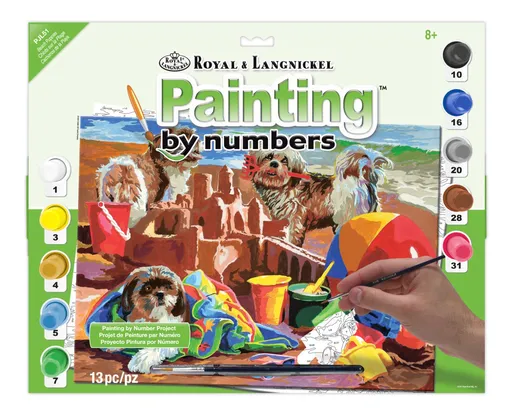 R&L - Maľovanie podľa čísel pre deti šteňatá na pláži, 29 x 39 cm