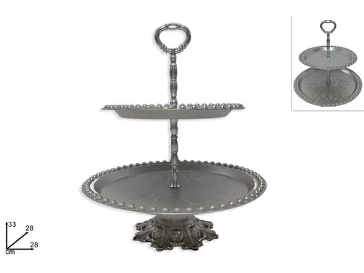 MAKRO - Etažérka 2-poschodová strieborná