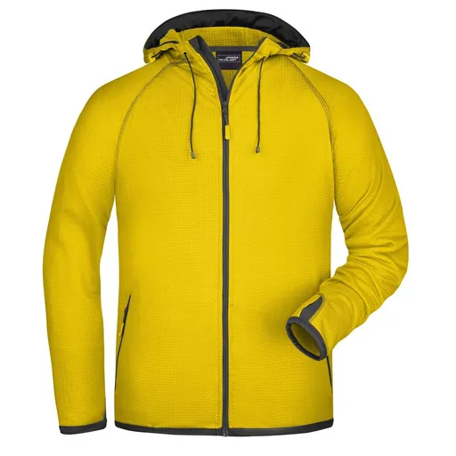 James & Nicholson (Daiber) Pánska športová mikina na zips JN571 - Žltá / tmavošedá | M