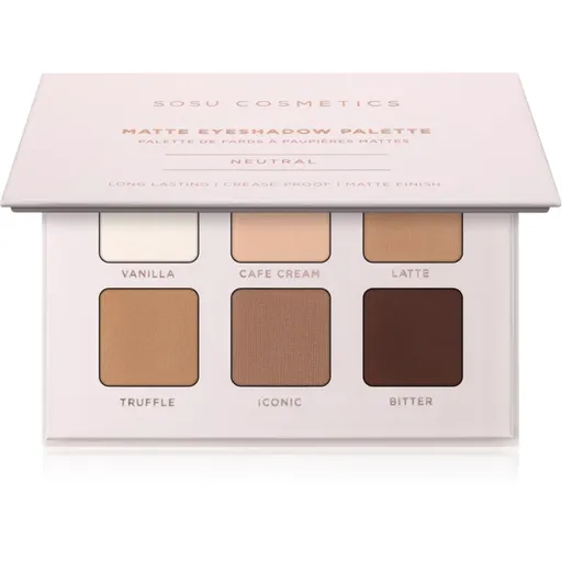 SOSU Cosmetics Matte Eyeshadow Palette paletka očných tieňov odtieň Neutral 6x1.3 g