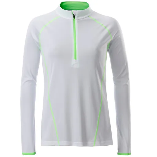 James & Nicholson (Daiber) Dámske funkčné tričko s dlhým rukávom JN497 - Bielo-žiarivo zelená | L