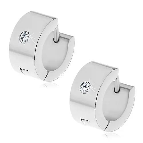 Oceľové náušnice striebornej farby so vsadeným čírym zirkónom