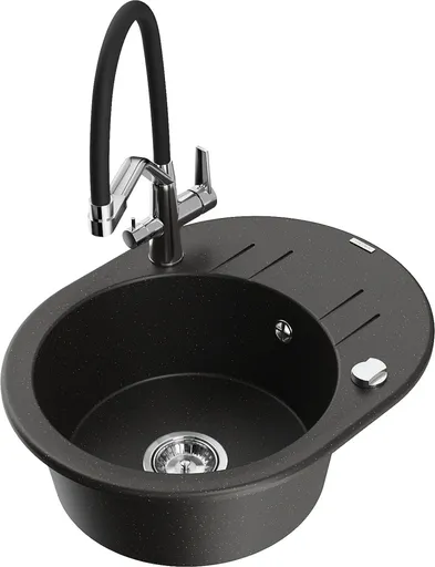 MEXEN/S MEXEN/S - Kevin granitový drez 1-miska vrátane batérie Duo, čierna/zlatá metalik 6517-75-671701-07