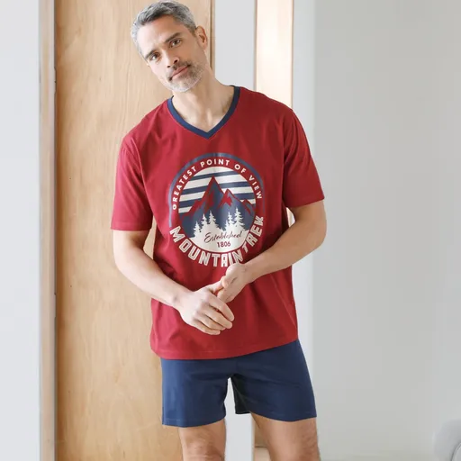 Pyžamo so šortkami a výstrihom do V, s potlačou