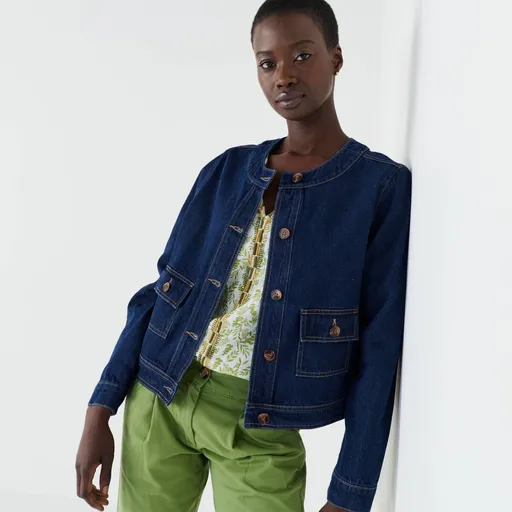 Džínsová krátka bunda na gombíky