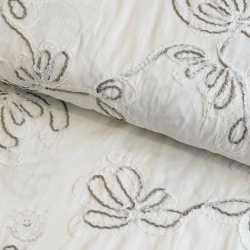 Bavlnená látka EMBROIDERY Loom En Light off white