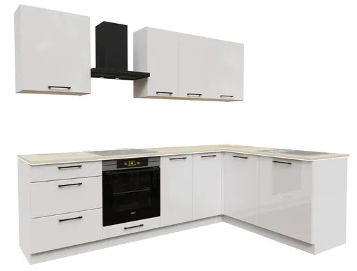 Artstolk Rohová kuchynská linka DENIS | 170-260 cm biely lesk