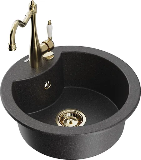 MEXEN/S MEXEN/S - Diego granitový drez 1-miska vrátane batérie Carla, čierna kropenatá 6512-76-670700-50