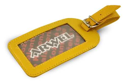 Žltá kožená visačka na batožinu 619-5405-86