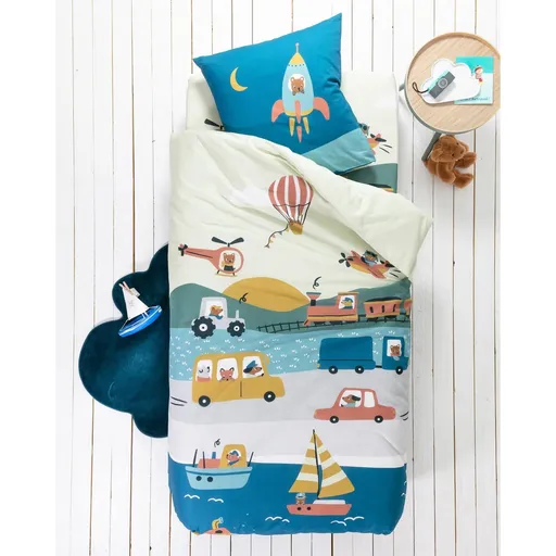 Detská bavlnená posteľná bielizeň s potlačou Autá