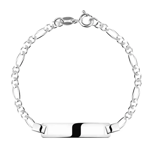 Detský náramok z 925 striebra - jemne vypuklý pásik, retiazka Figaro