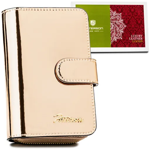 Malá zlatá peňaženka z prírodnej kože s priestorom na fotku - Peterson