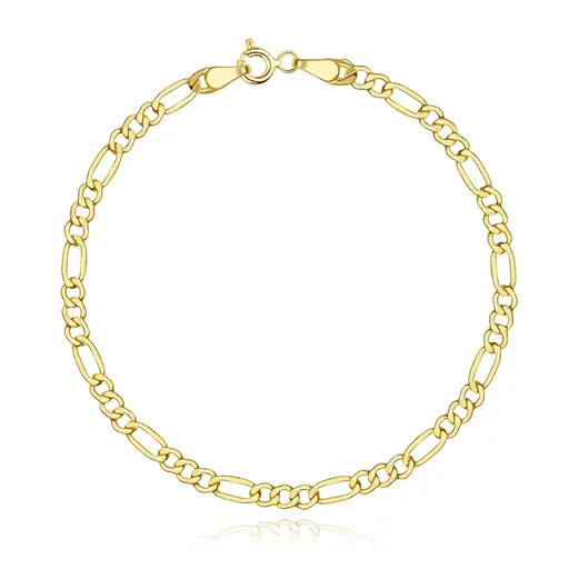 Zlatý 14K náramok typu Figaro s oválnymi a podlhovastými očkami