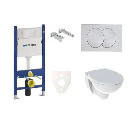 Cenovo zvýhodnený závesný WC set Geberit do ľahkých stien / predstenová montáž + WC Kolo Rekord SIKOGES7K7