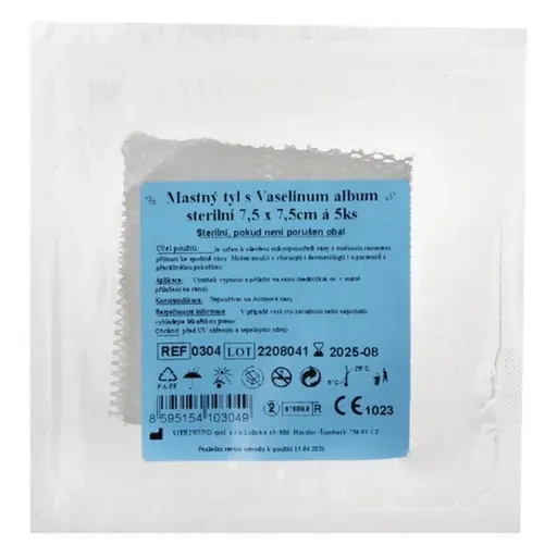 STERIWUND Krytie sterilno-mastný tyl 7,5 x 7,5 cm 5 kusov