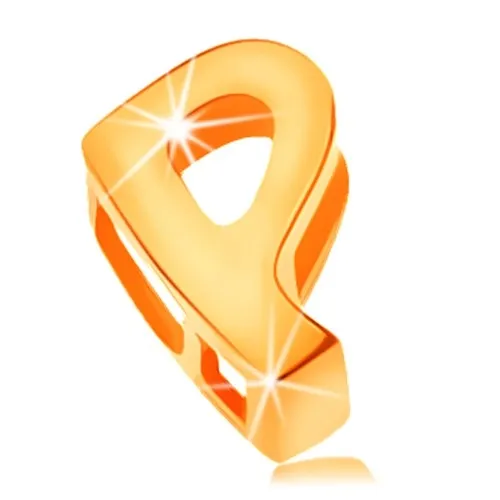 Lesklý prívesok v žltom 14K zlate, tlačené písmeno P, hladký povrch