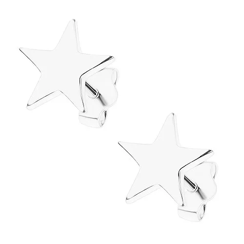 Strieborné 925 náušnice, súmerná hviezda, lesklý povrch, puzetky
