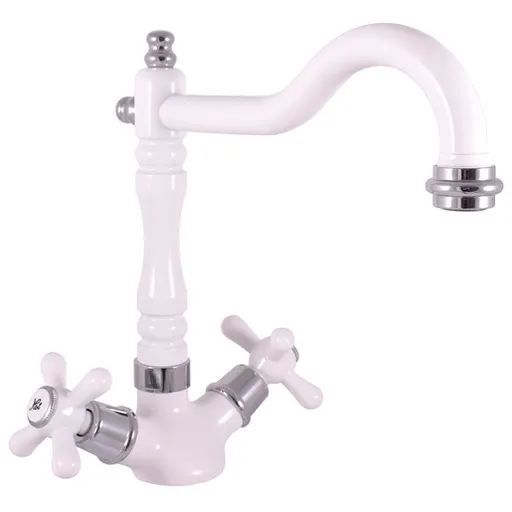 RAV SLEZÁK Morava drezová batéria s otočným ramienkom biela / chróm mk120.0/8bc MK120.08BC