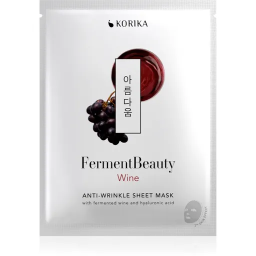 KORIKA FermentBeauty Anti-wrinkle Face Sheet Mask with Fermented Wine and Hyaluronic Acid plátenná maska proti vráskam s fermentovaným hroznom a kysel