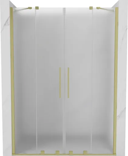 MEXEN/S - Velar Duo posuvné sprchové dvere 160, dekor, zlatá kartáčovaná 871-160-000-32-55