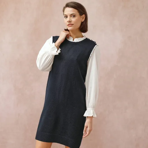 Pulóvrové šaty bez rukávov, s prímesou vlny