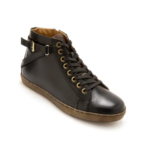 Vysoké kožené tenisky PEDICONFORT na zips a šnurovanie