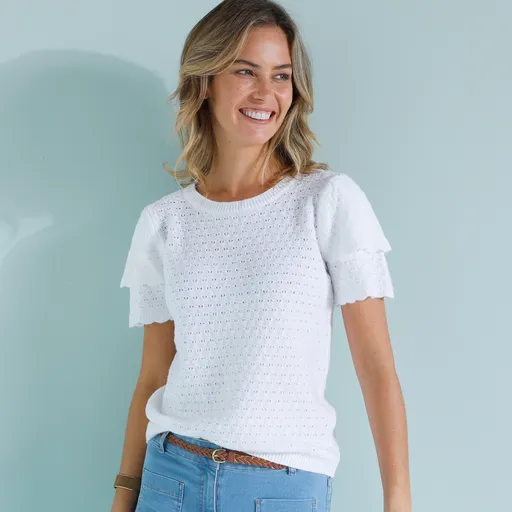 Tričko z úpletu so vzorom s krátkymi rukávmi