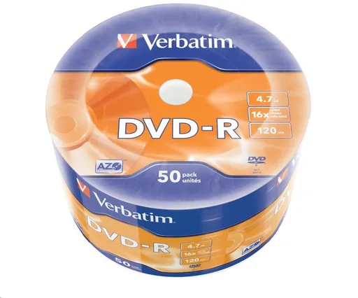 VERBATIM DVD-R (50-Pack) 16x WRAP 4.7GB MATT