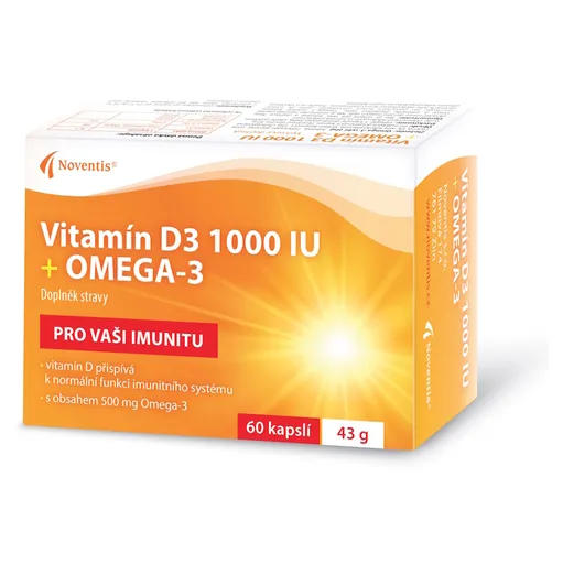 NOVENTIS Vitamín D3 1000 IU + Omega-3 60 kapslí
