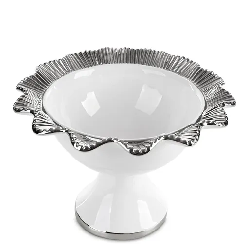 ArtFir Dekoračná miska BETSY 01 | biela/strieborná 28 x 22 cm