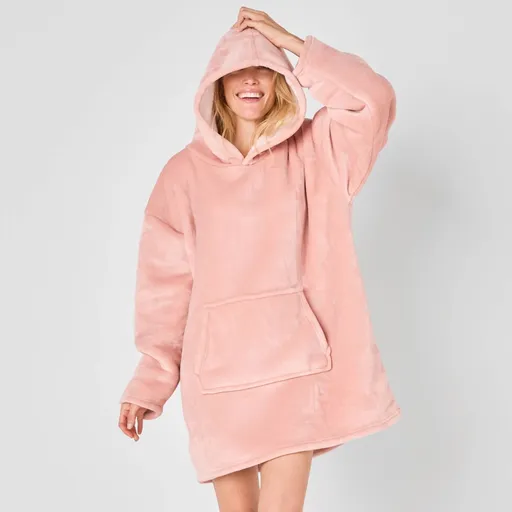 Fleecová maxi mikina s kapucňou a sherpa podšívkou