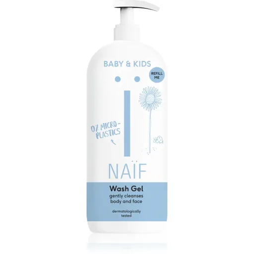 Naif Baby & Kids Wash Gel čistiaci a umývací gél pre deti a bábätká na telo a tvár Refill Me 500 ml