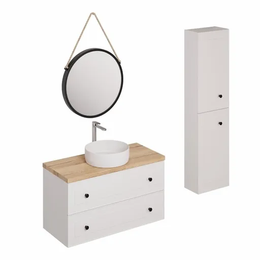 Kúpeľňová zostava s umývadlom vrátane umývadlovej batérie, vtoku a sifónu Naturel Forli biela KSETFORLI2