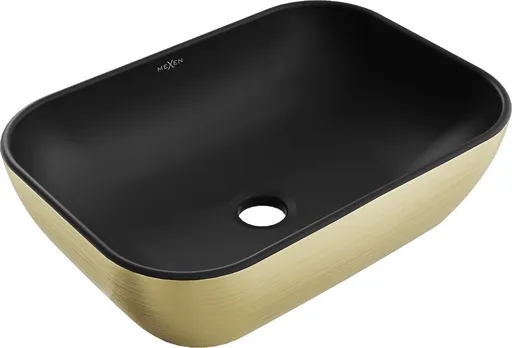 MEXEN - Rita umývadlo na dosku 45 x 32, čierna mat/zlatá vzor 21084577