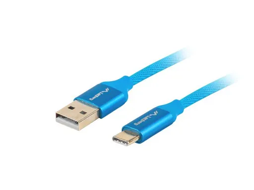 LANBERG USB-C (M) na USB-A (M) 2.0 kábel 0,5m, modrý