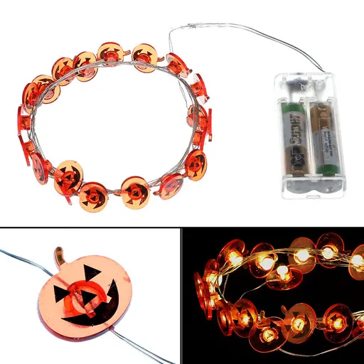 Svetelná LED reťaz Halloween, 2 m, teplá biela, na batérie