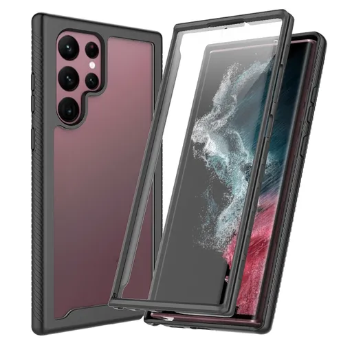 DUAL Obojstranný kryt s fóliou Samsung Galaxy S22 Ultra 5G čierny